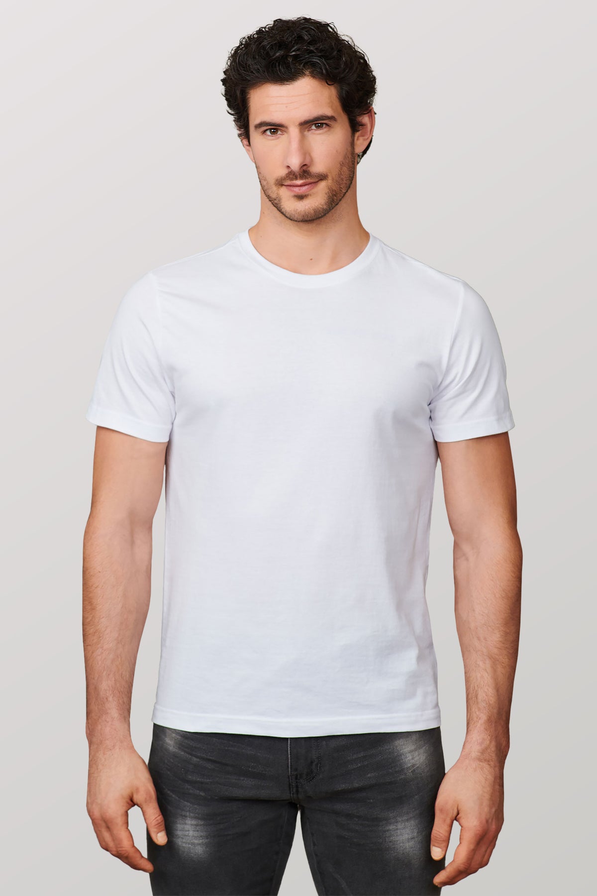 T-shirt col rond, 3/25$ - Homme && BLANC