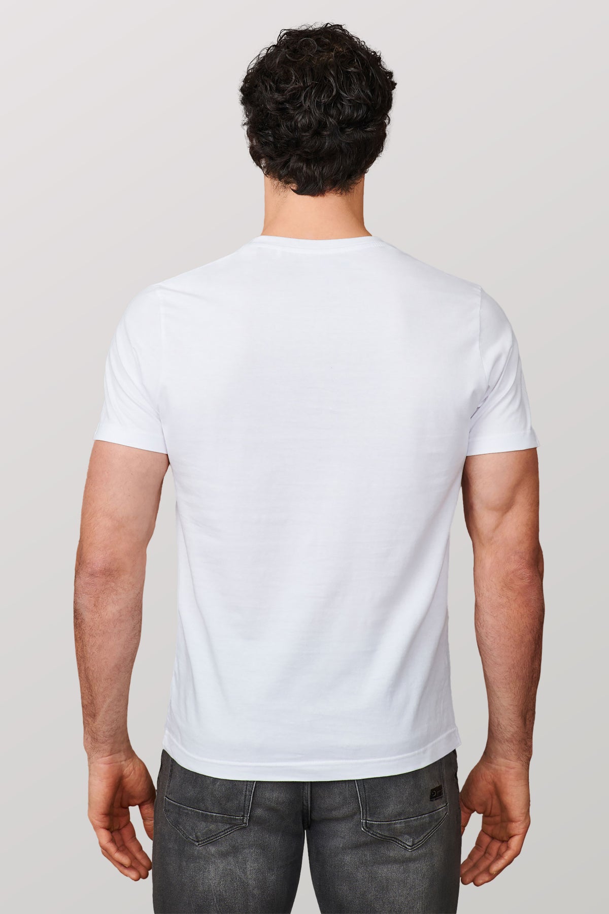 T-shirt col rond, 3/25$ - Homme && BLANC