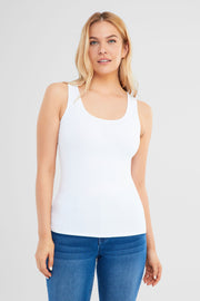 Camisole bretelles larges en coton bio - Femme && BLANC