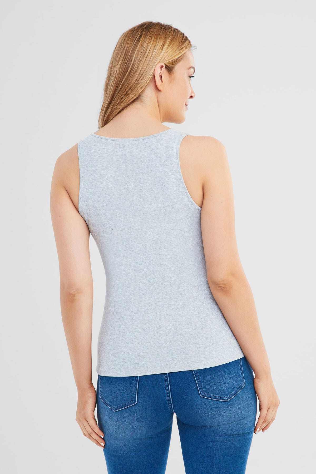 Camisole bretelles larges en coton bio - Femme && GRIS PALE