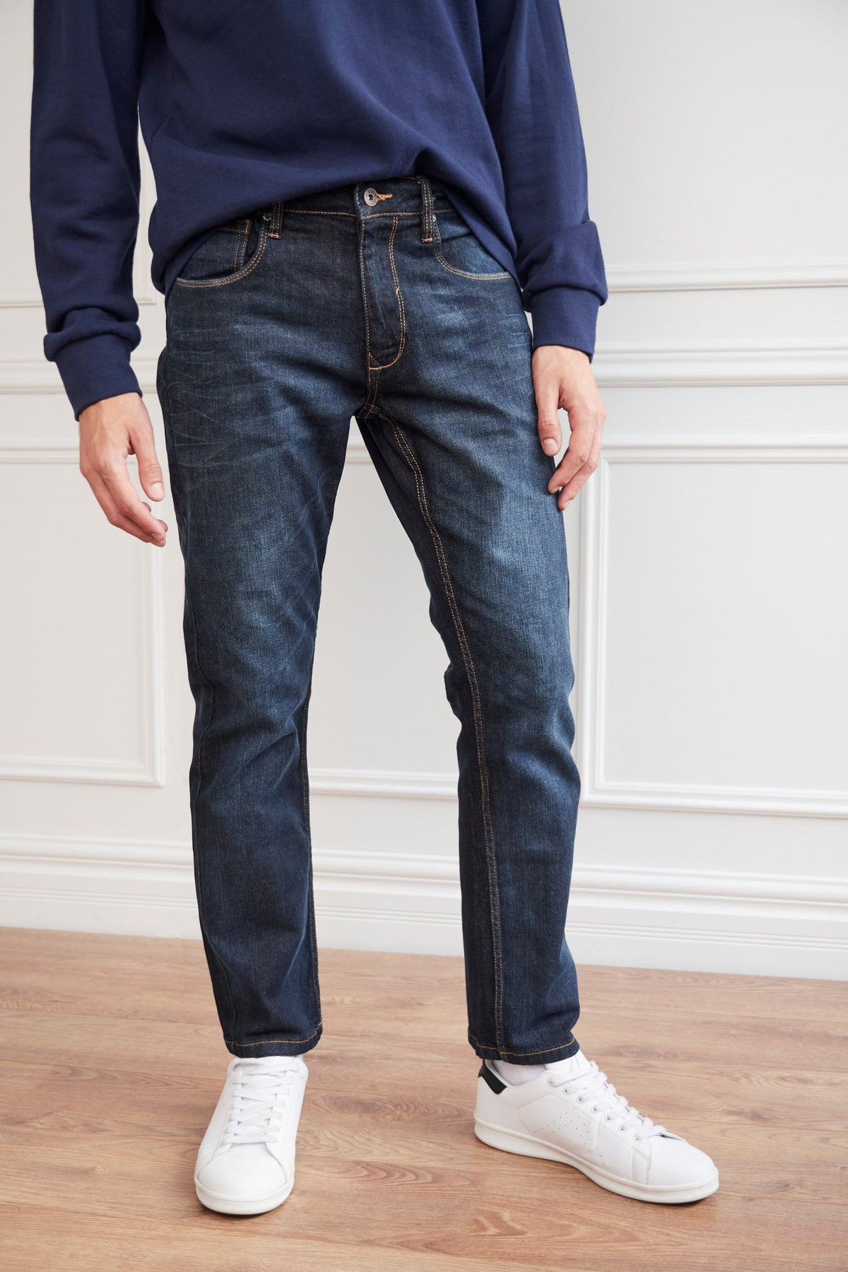 Jeans bleu foncé coupe régulière - Homme && MARIN