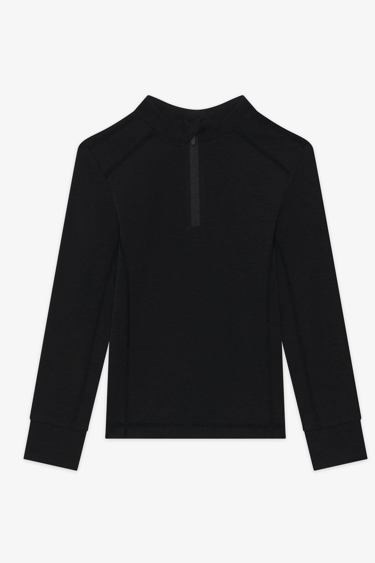 Chandail thermique col mock en laine mérino - Enfant fille && NOIR