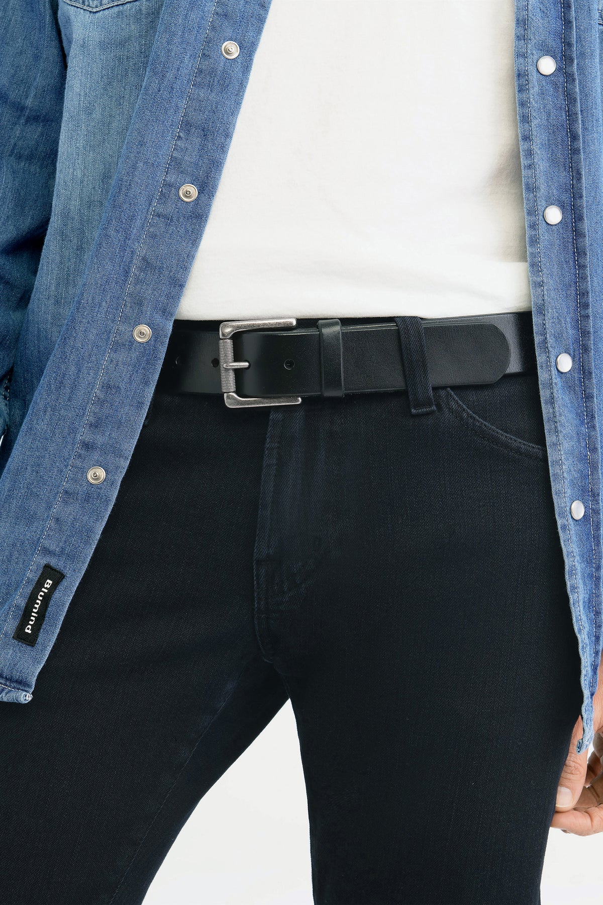 Ceinture cuir véritable - Homme && NOIR