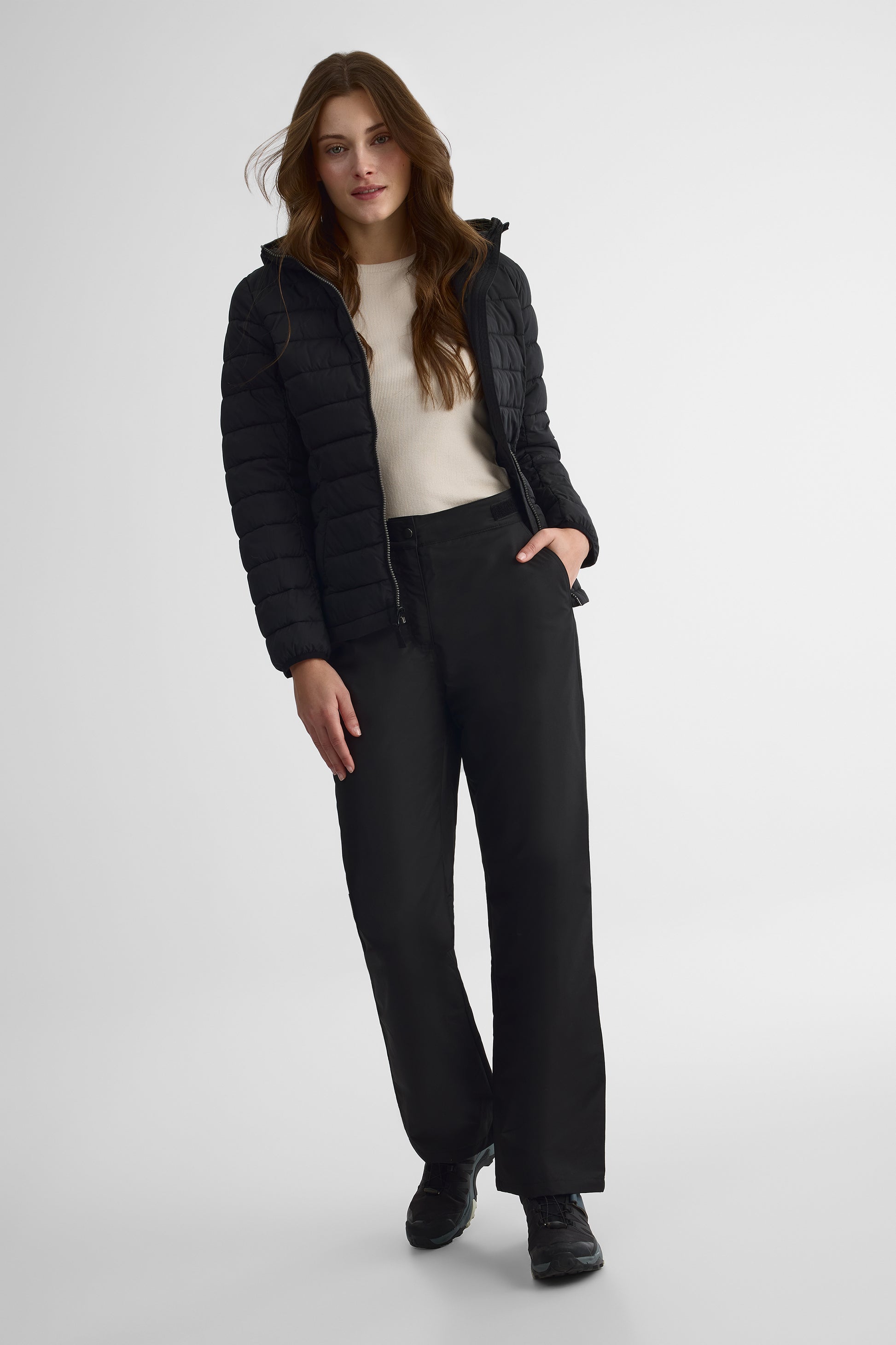 Pantalon mi-saison doublé en polar résistant à l'eau - Femme && NOIR