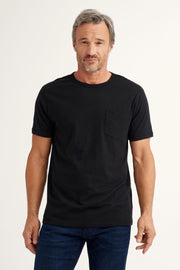 T-shirt col rond à poche en coton - Homme && NOIR