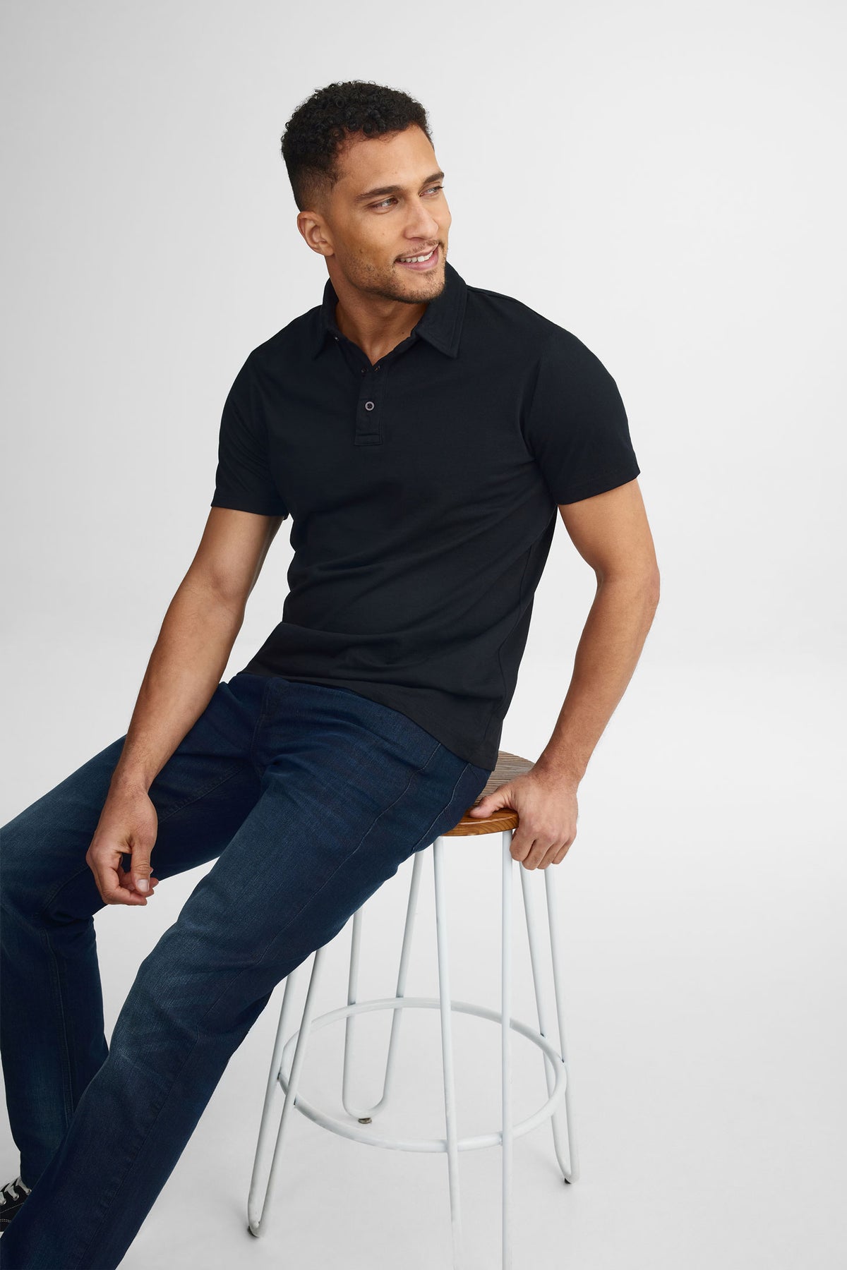 Polo manches courtes coton - Homme && NOIR