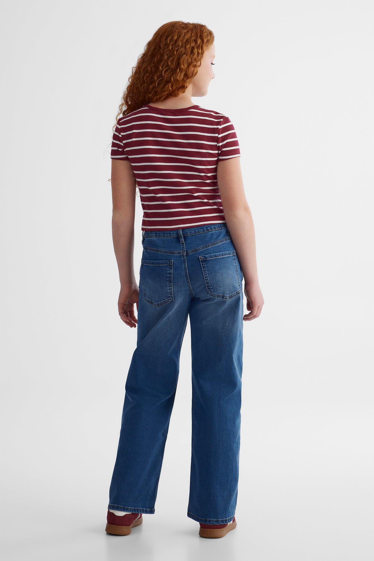 Jeans 5 poches jambe évasée - Ado fille && BLEU MOYEN