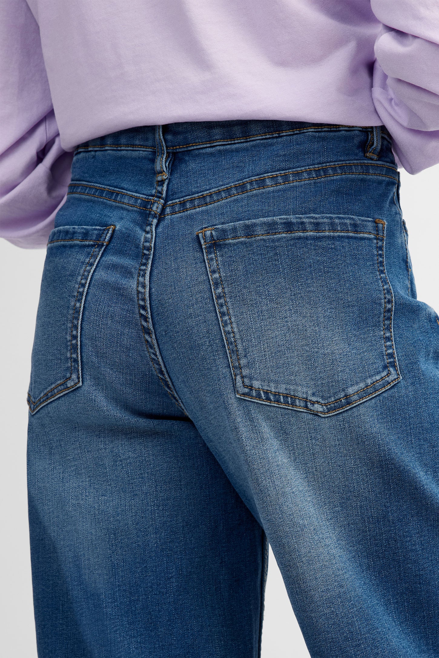 Jeans 5 poches jambe évasée - Ado fille && BLEU MOYEN