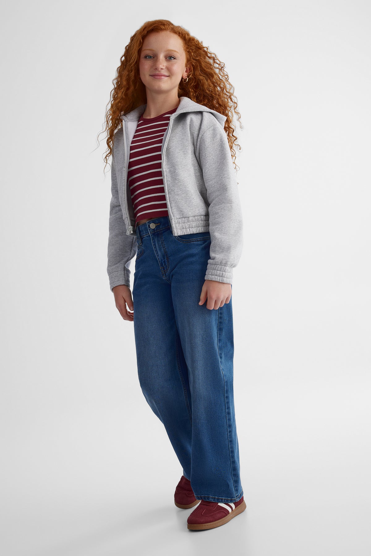 Jeans 5 poches jambe évasée - Ado fille && BLEU MOYEN