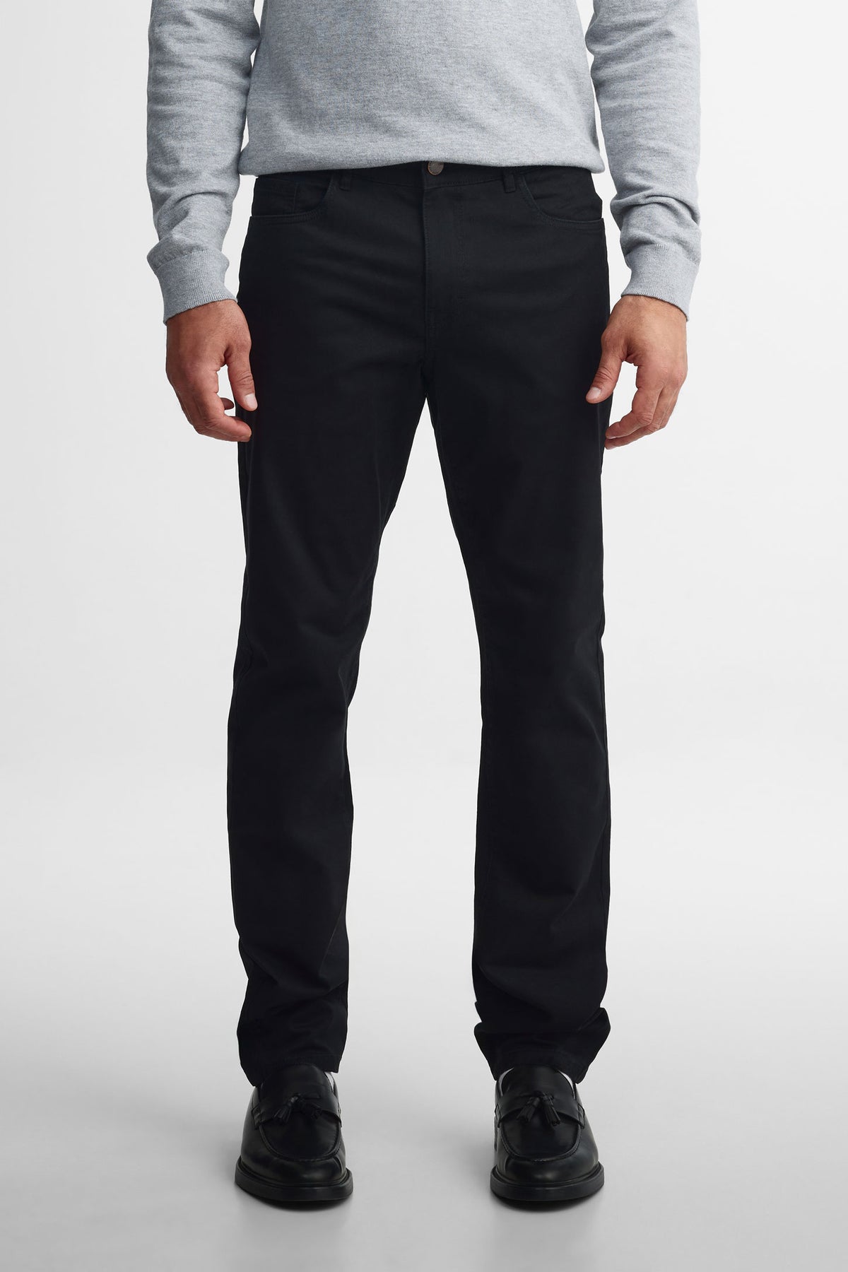 Pantalon 5 poches en twill coupe ajustée - Homme && NOIR