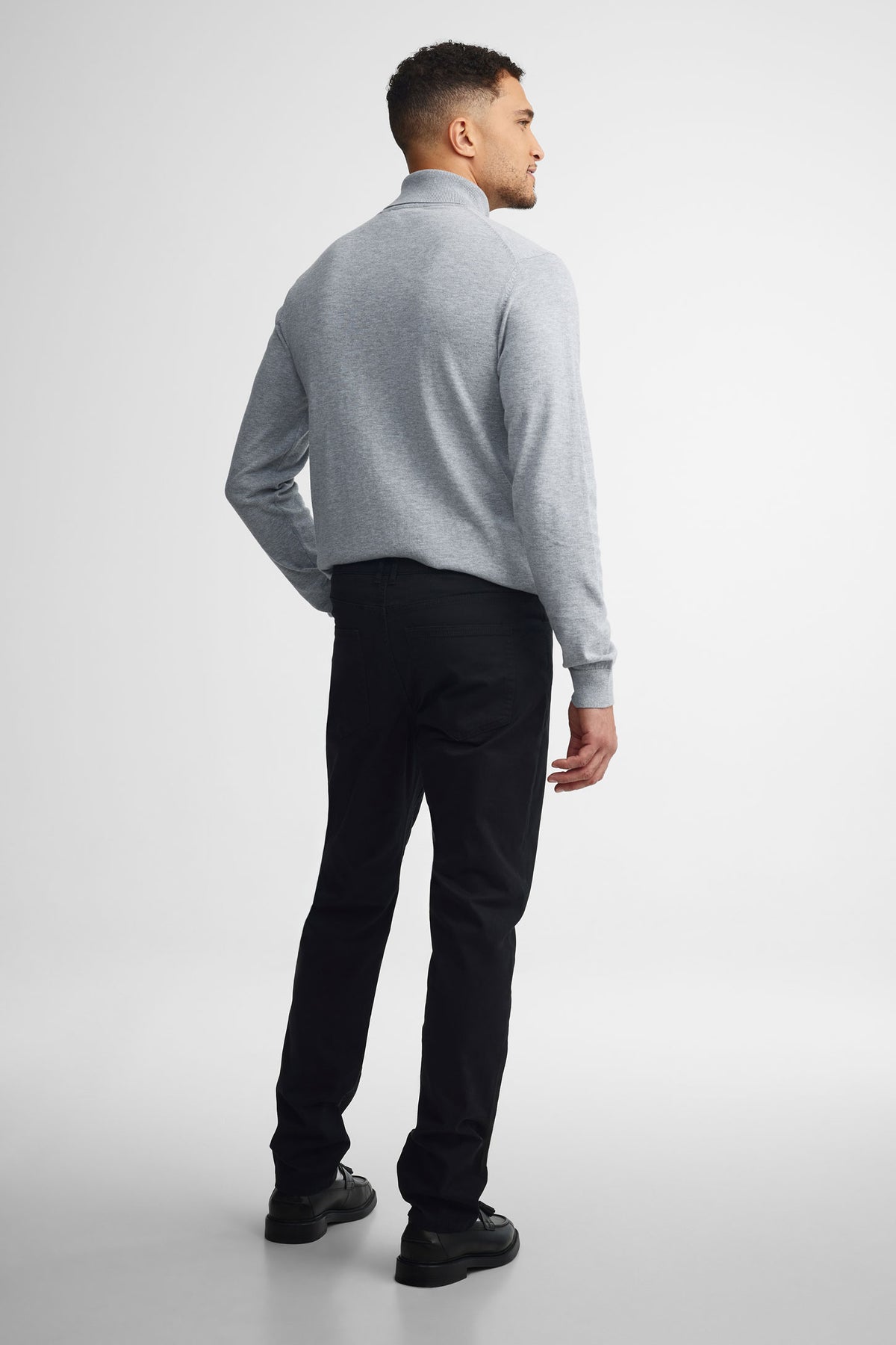 Pantalon 5 poches en twill coupe ajustée - Homme && NOIR