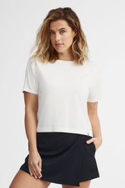 T-shirt col rond coupe ample BM - Femme
 && BLANC