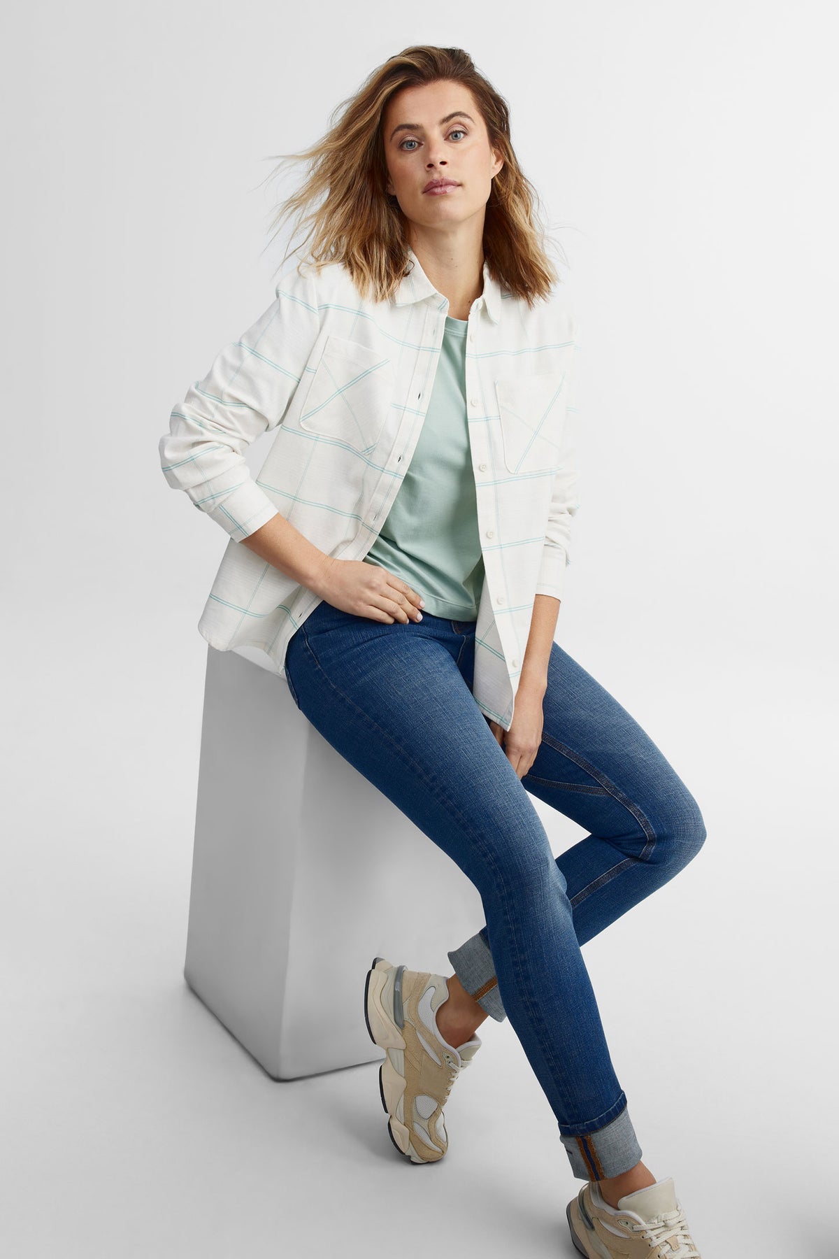 T-shirt col rond coupe ample BM - Femme
 && VERT