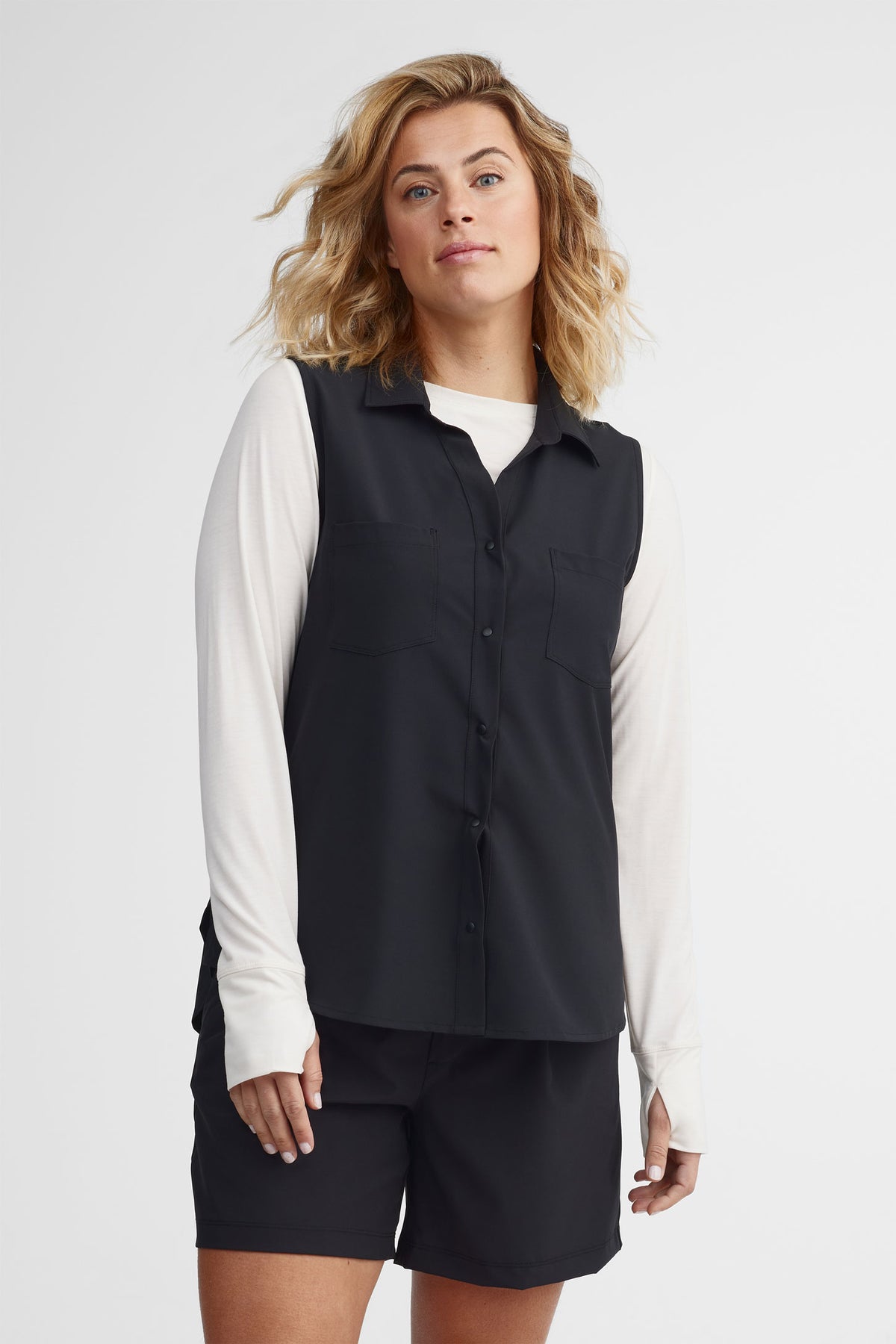Chemise sans manches à poche BM - Femme 
 && GRIS FONCE