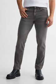 Pantalon en denim 5 poches coupe droite – Homme && GRIS