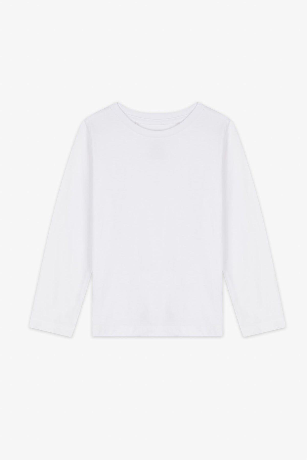 Chandail col rond manches longues coton - Enfant fille && BLANC