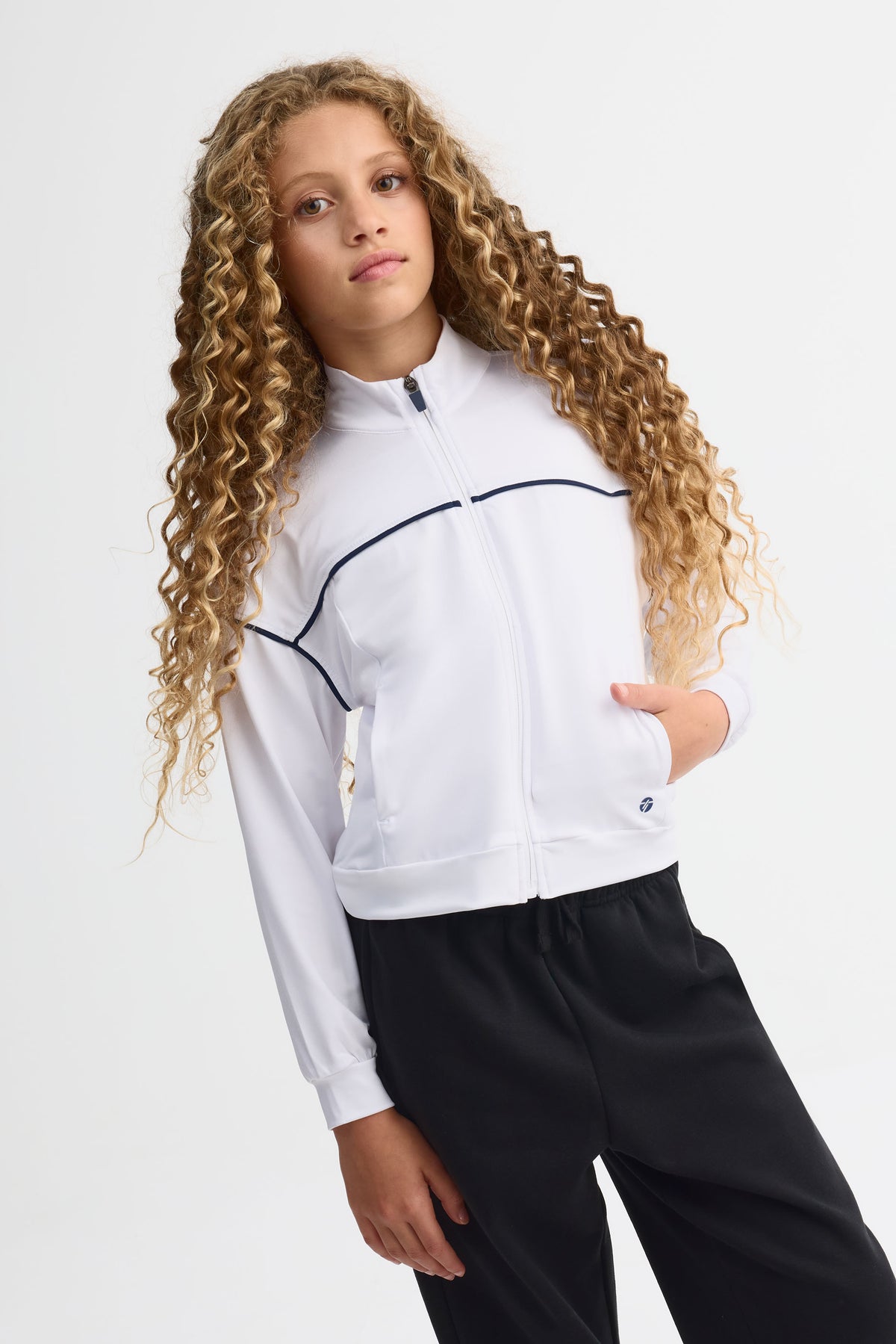 Veste col montant athlétique - Ado fille && BLANC