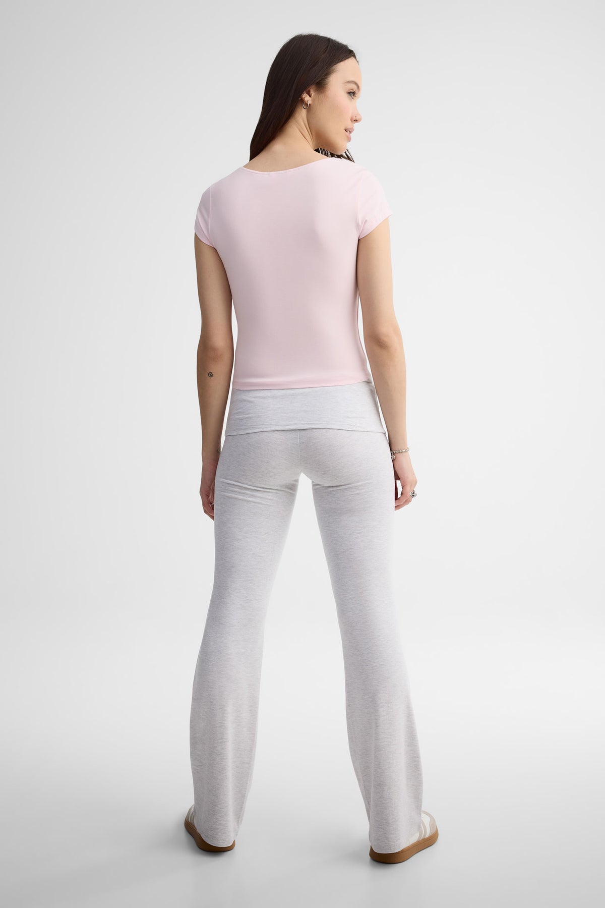 T-shirt col en cœur - Femme && ROSE PALE