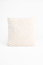 Coussin uni en jacquard 18"x18" && BLANC CASSÉ