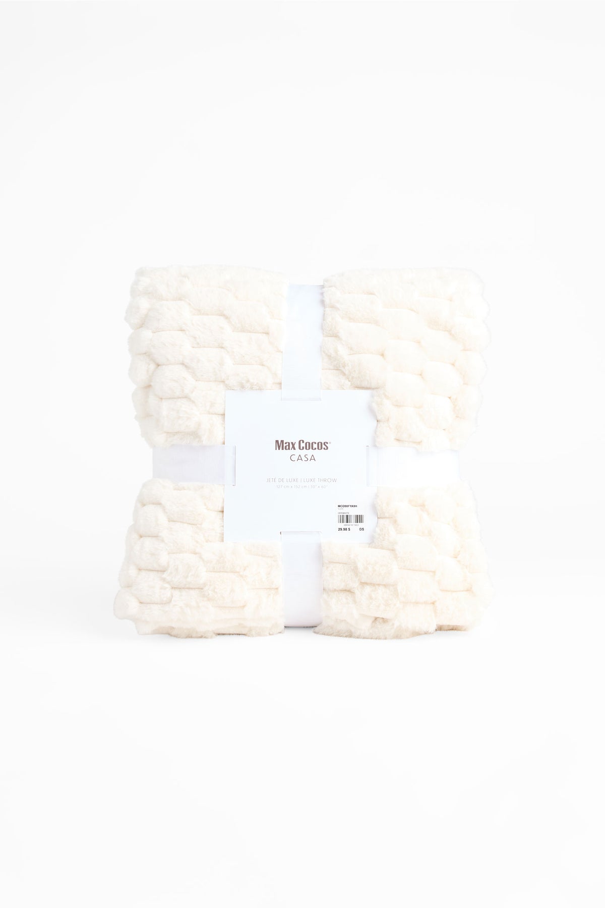 Jeté uni jacquard microplush 50"x60" && BLANC CASSÉ