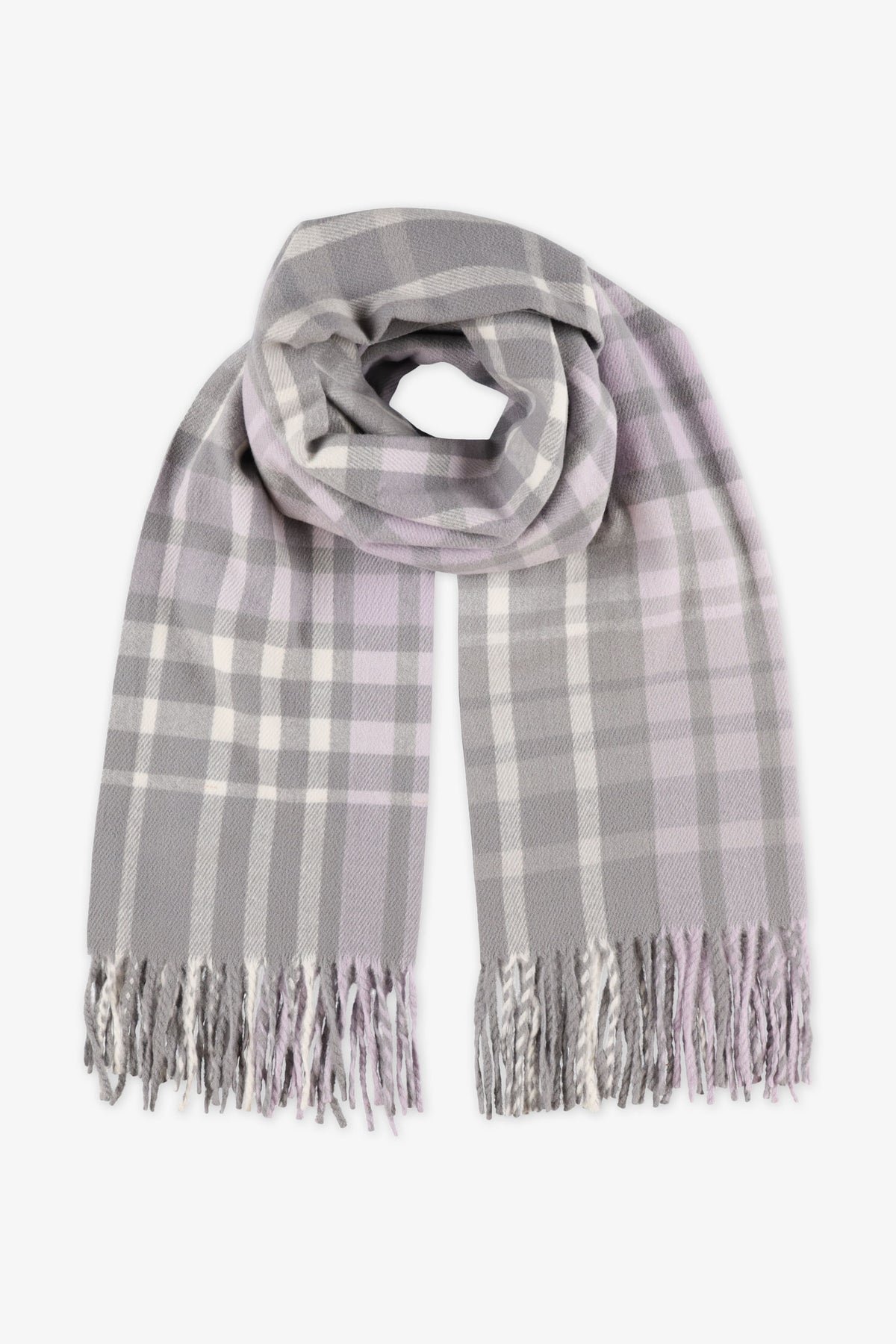 Foulard en tricot à motif carreaux – Femme && LILAS MULTI
