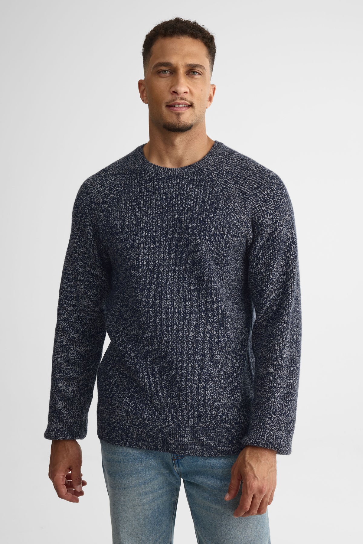 Chandail tricot col rond manches longues – Homme && MARIN