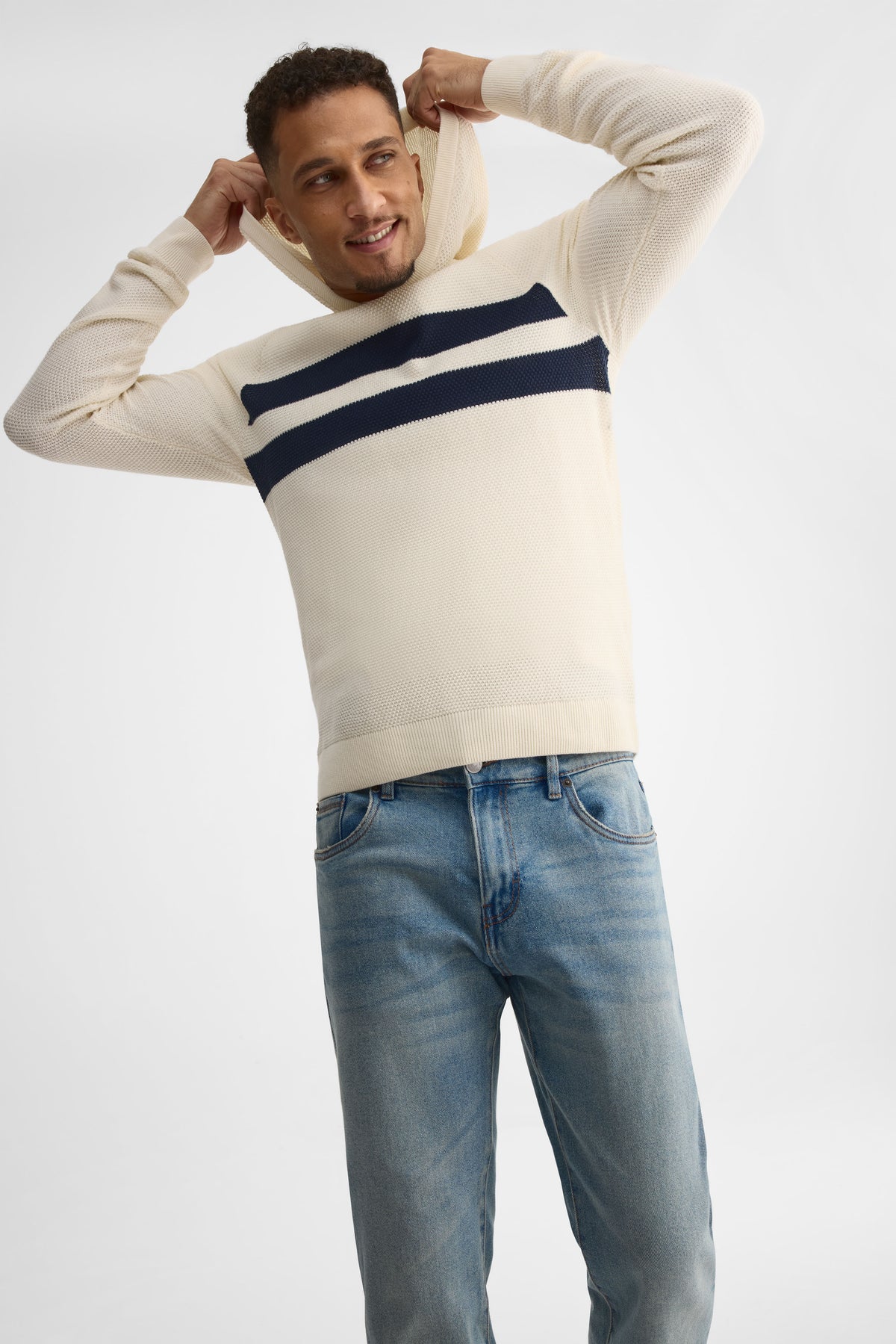 Chandail tricot à capuchon - Homme && BEIGE