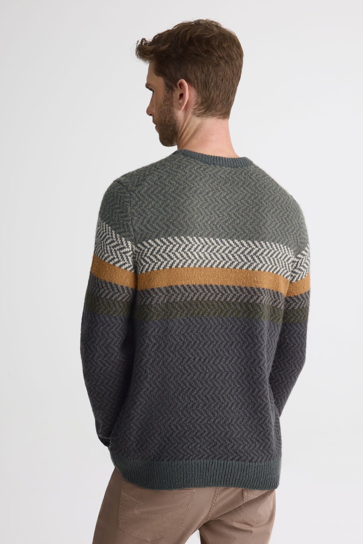 Chandail tricot rayé à manches longues - Homme && GRIS MULTI