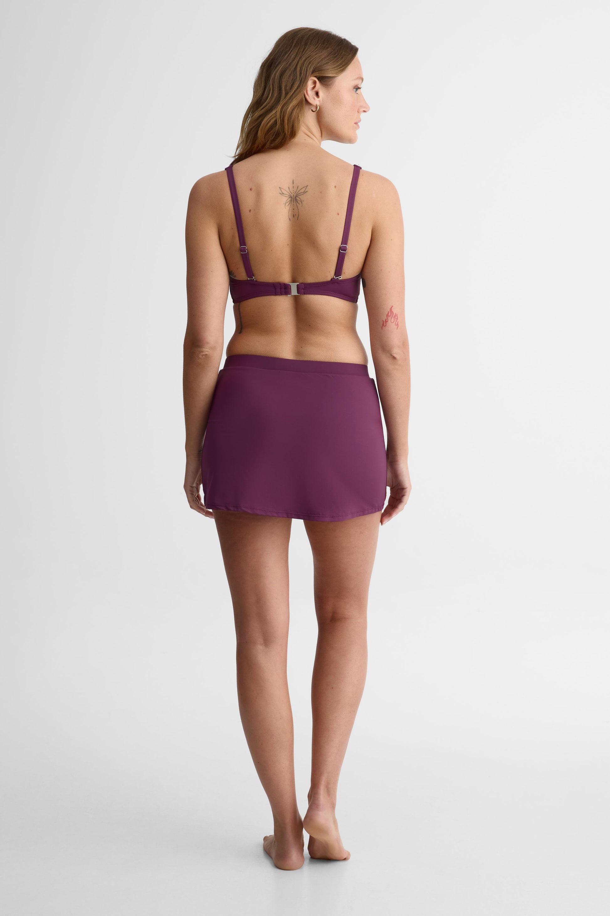 Jupette maillot fente avant, contrôle du ventre - Femme && PRUNE