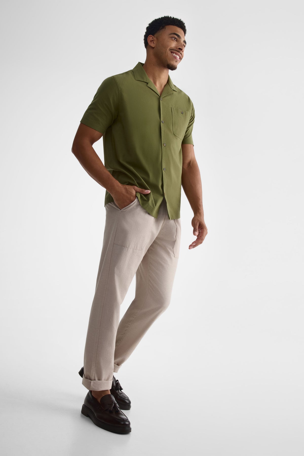 Pantalon pull-on élastique chambray – Homme && BRONZÉ