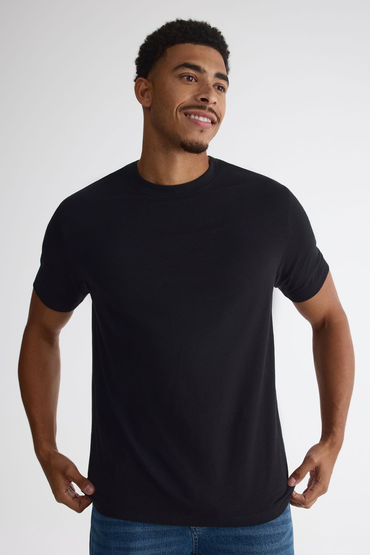 T-shirt à col rond - Homme && NOIR