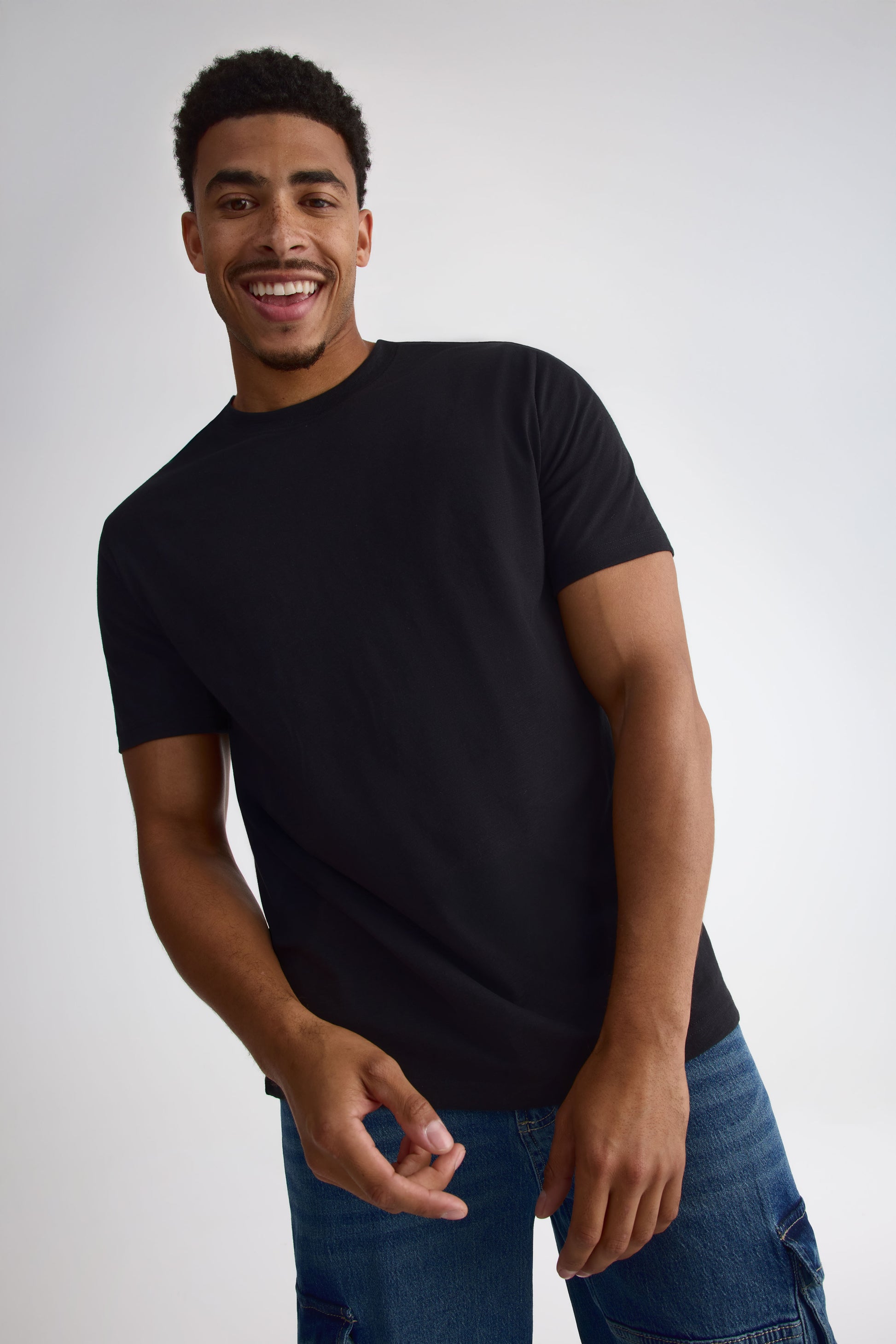 T-shirt à col rond - Homme && NOIR