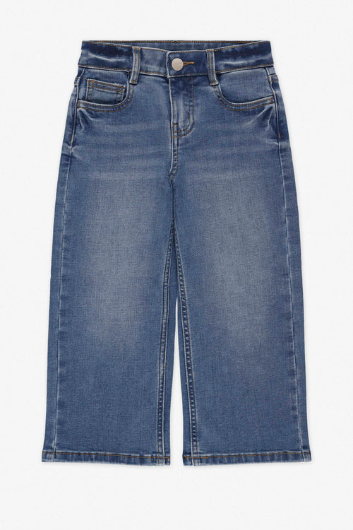 Jeans 5 poches à jambe large extensible - Enfant fille && BLEU MOYEN