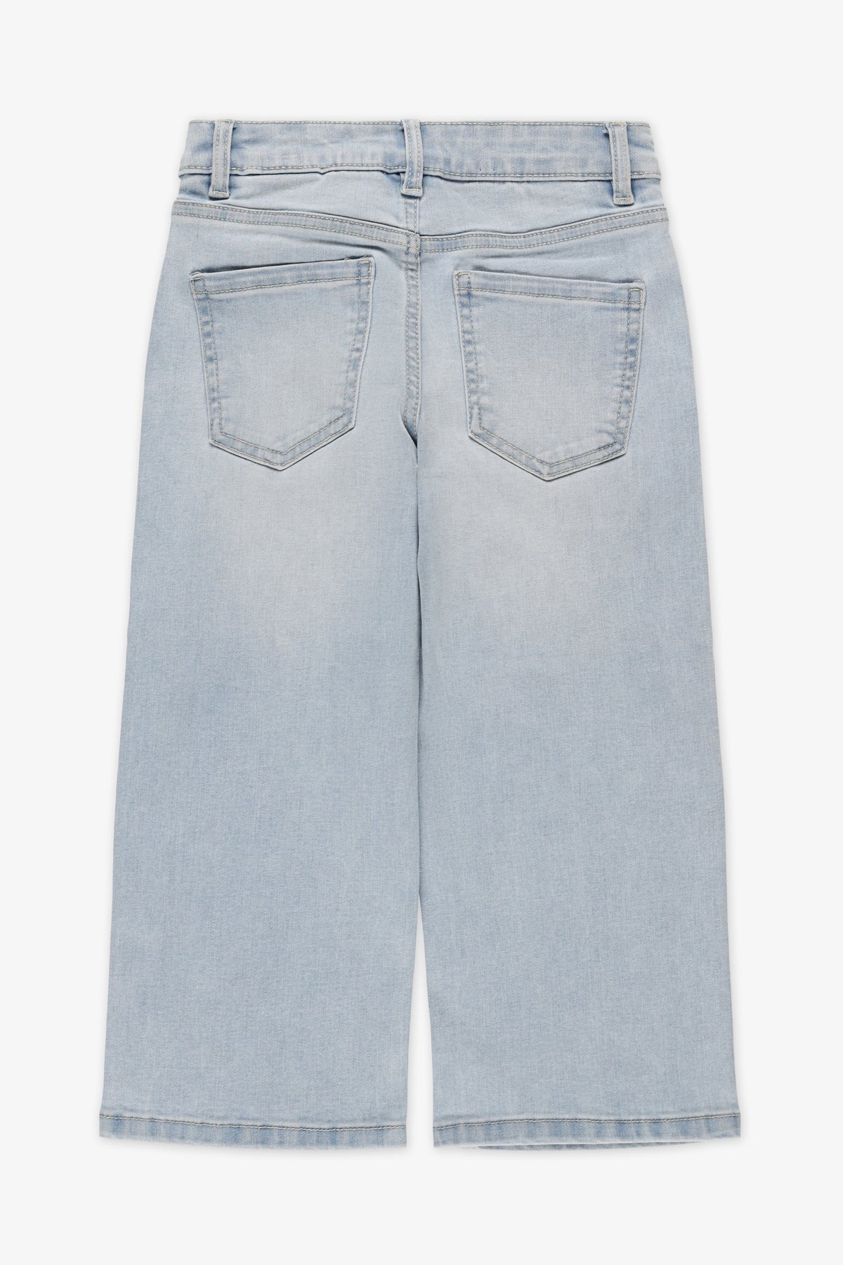 Jeans 5 poches à jambe large extensible - Enfant fille && BLEU CLAIR