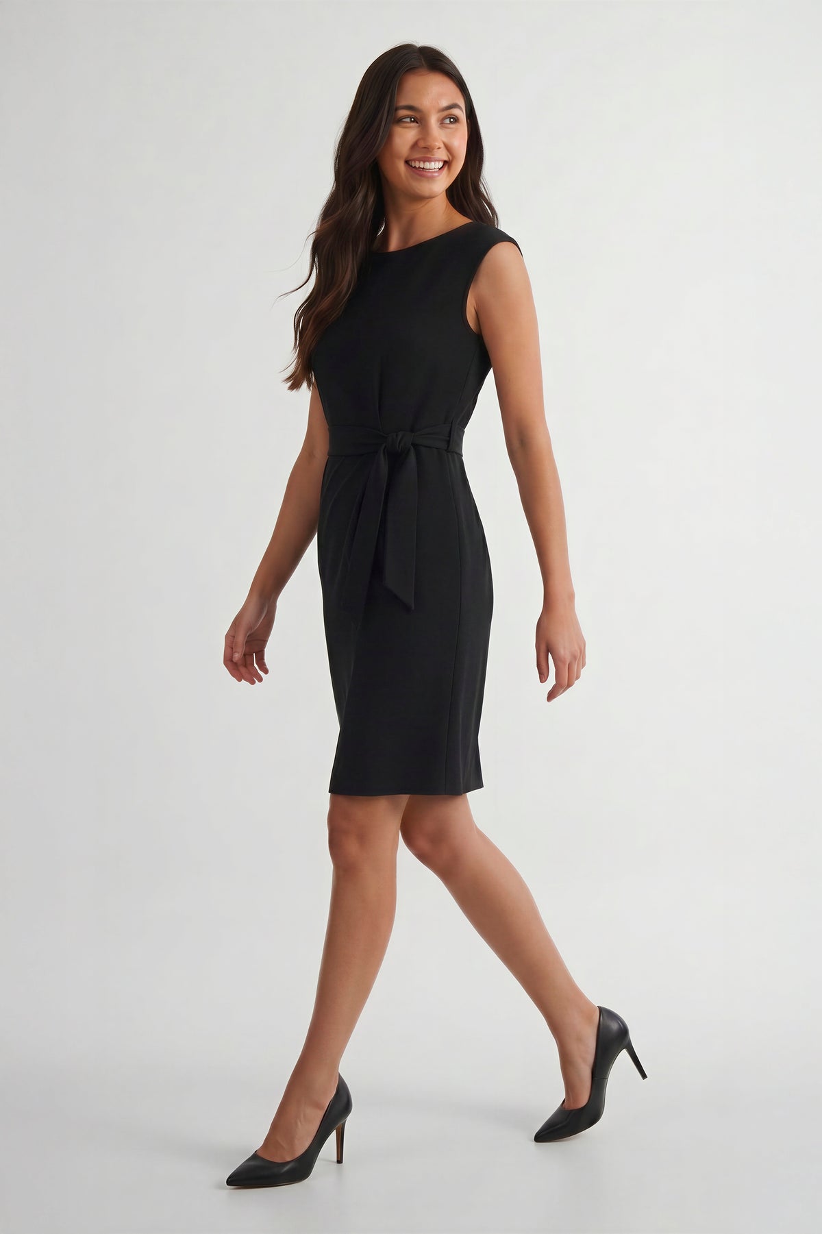 Robe sans manches nouée devant - Femme && NOIR