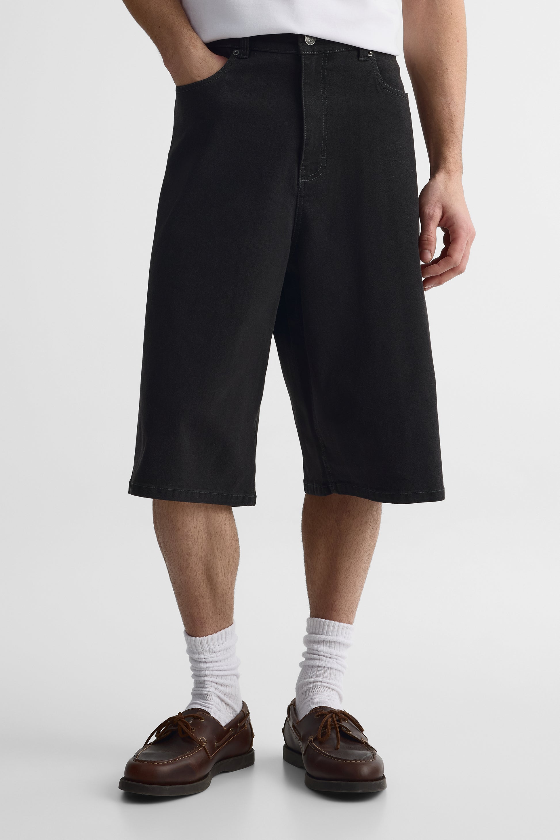 Bermudas denim baggy stretch - Jeune homme && DENIM GRIS