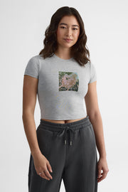 Chandail M/courtes col rond imprimé – Femme && GRIS MIXTE