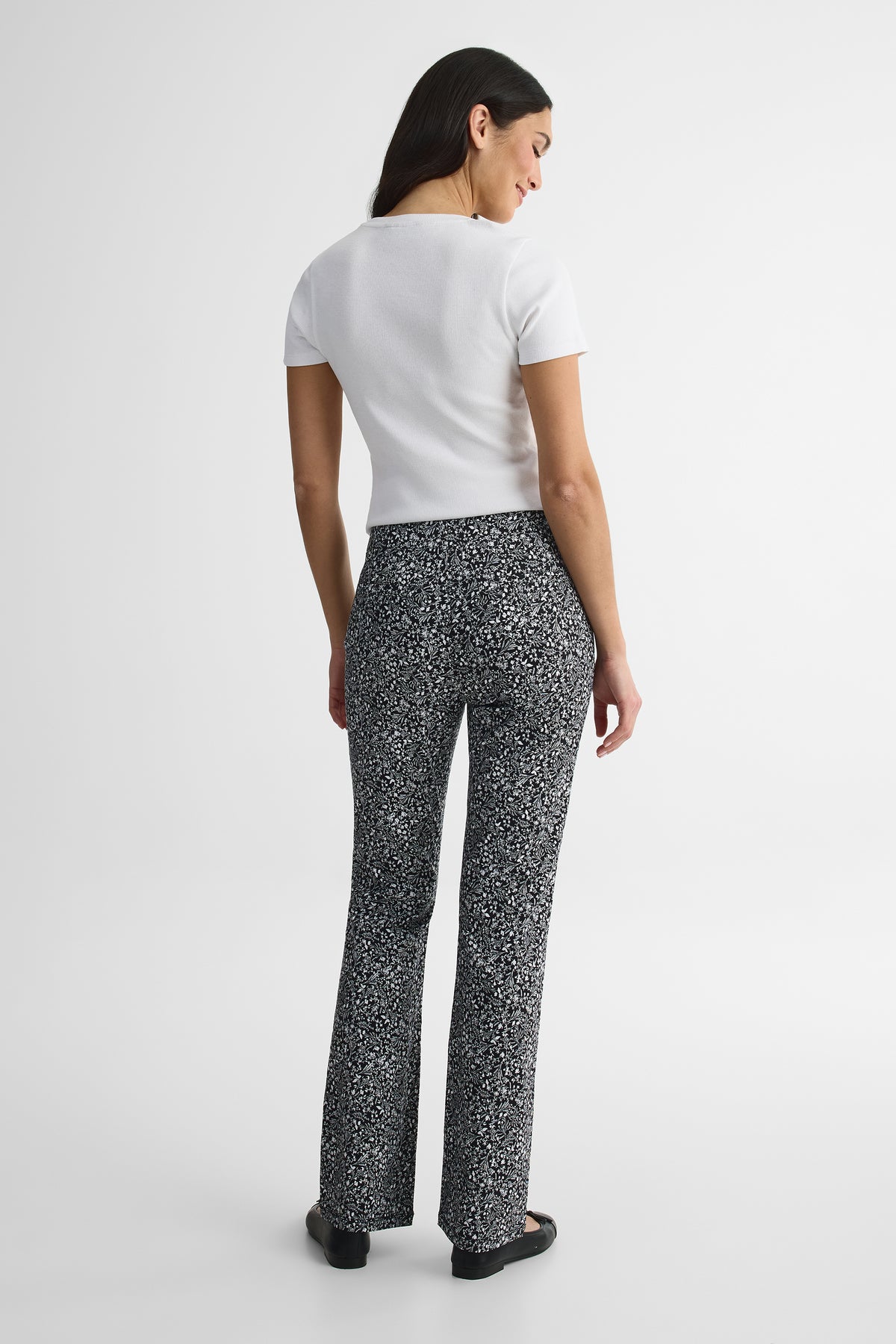 Pantalon bootcut pull-on en twill - Femme && NOIR/MULTI