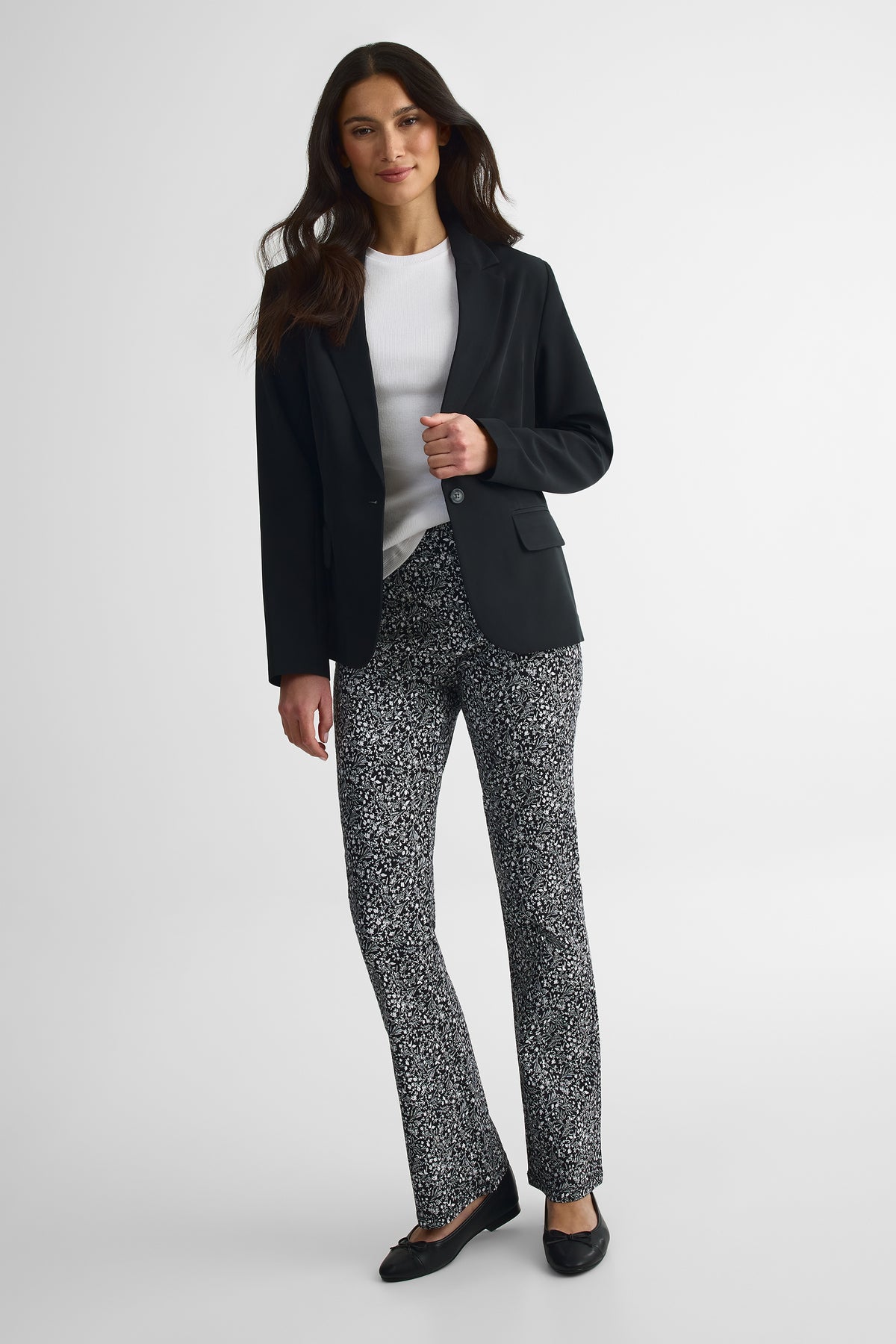 Pantalon bootcut pull-on en twill - Femme && NOIR/MULTI