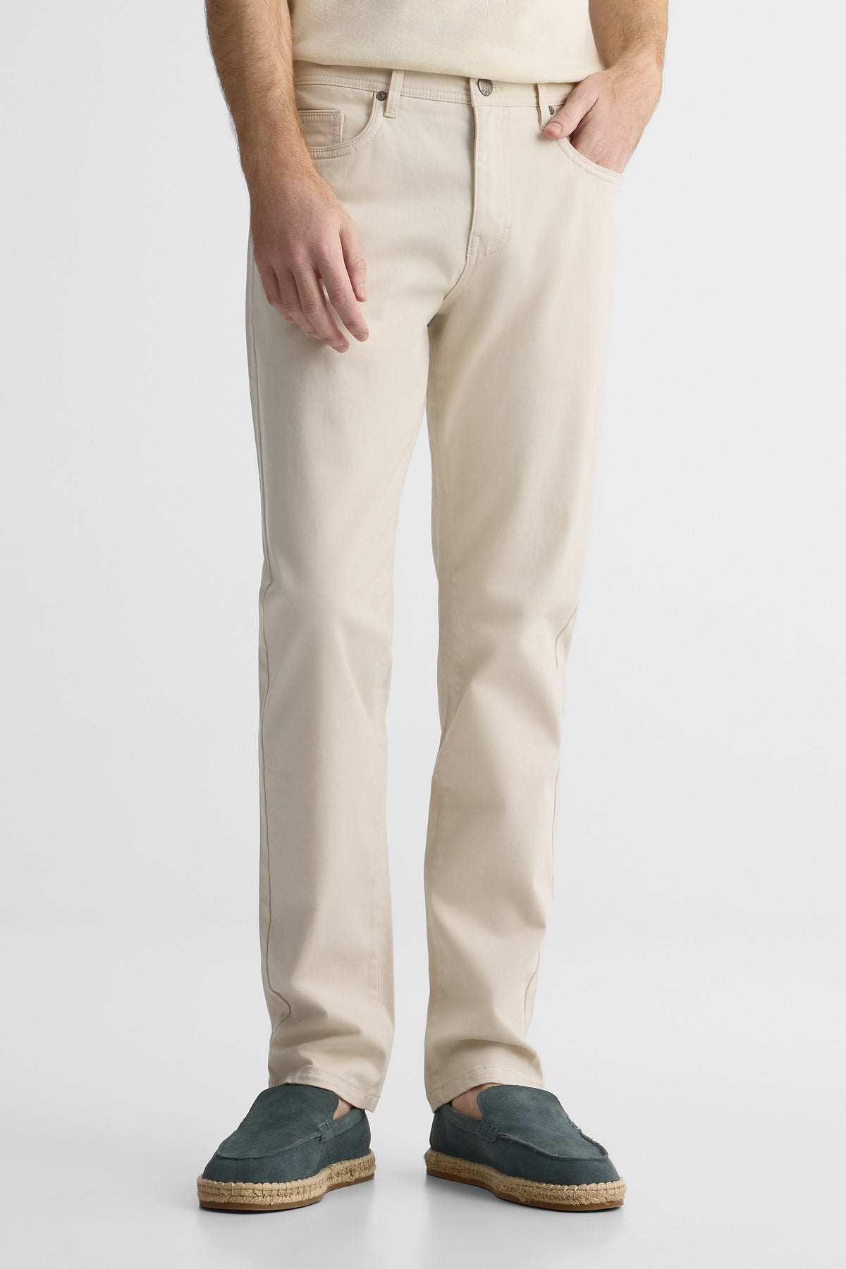 Pantalon fuselé 5 poches en sateen - Homme && BEIGE