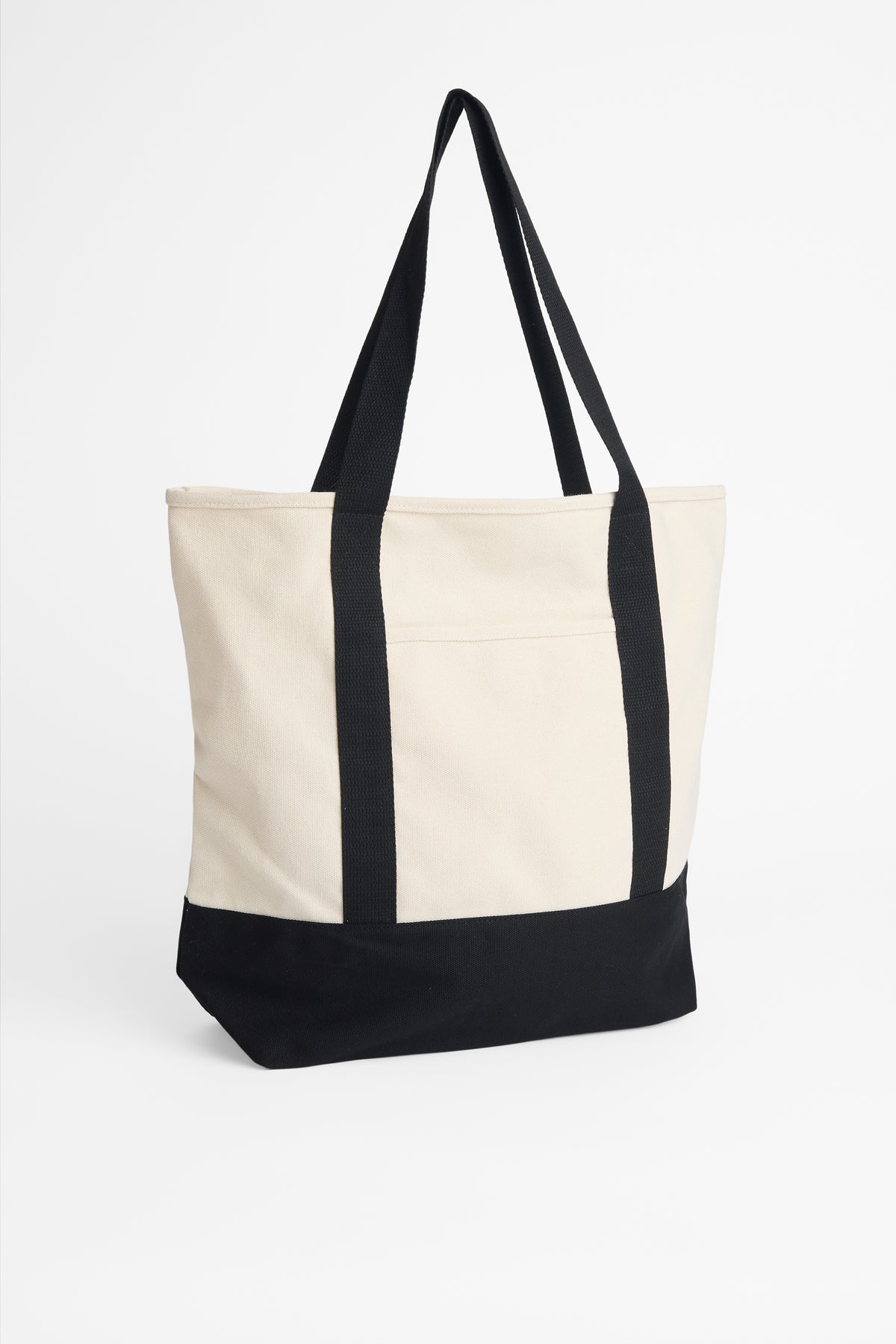 Sac en coton canevas avec poches contrastantes - Femme && BLANC CASSÉ
