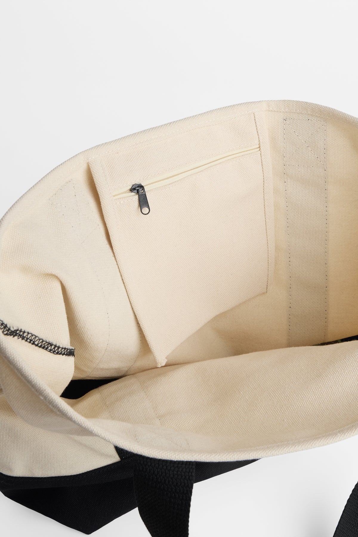 Sac en coton canevas avec poches contrastantes - Femme && BLANC CASSÉ