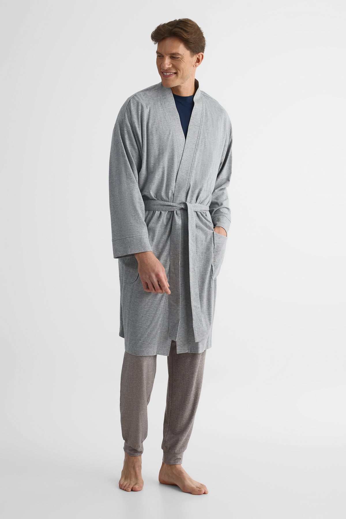 Robe de chambre en jersey – Homme && GRIS MIXTE