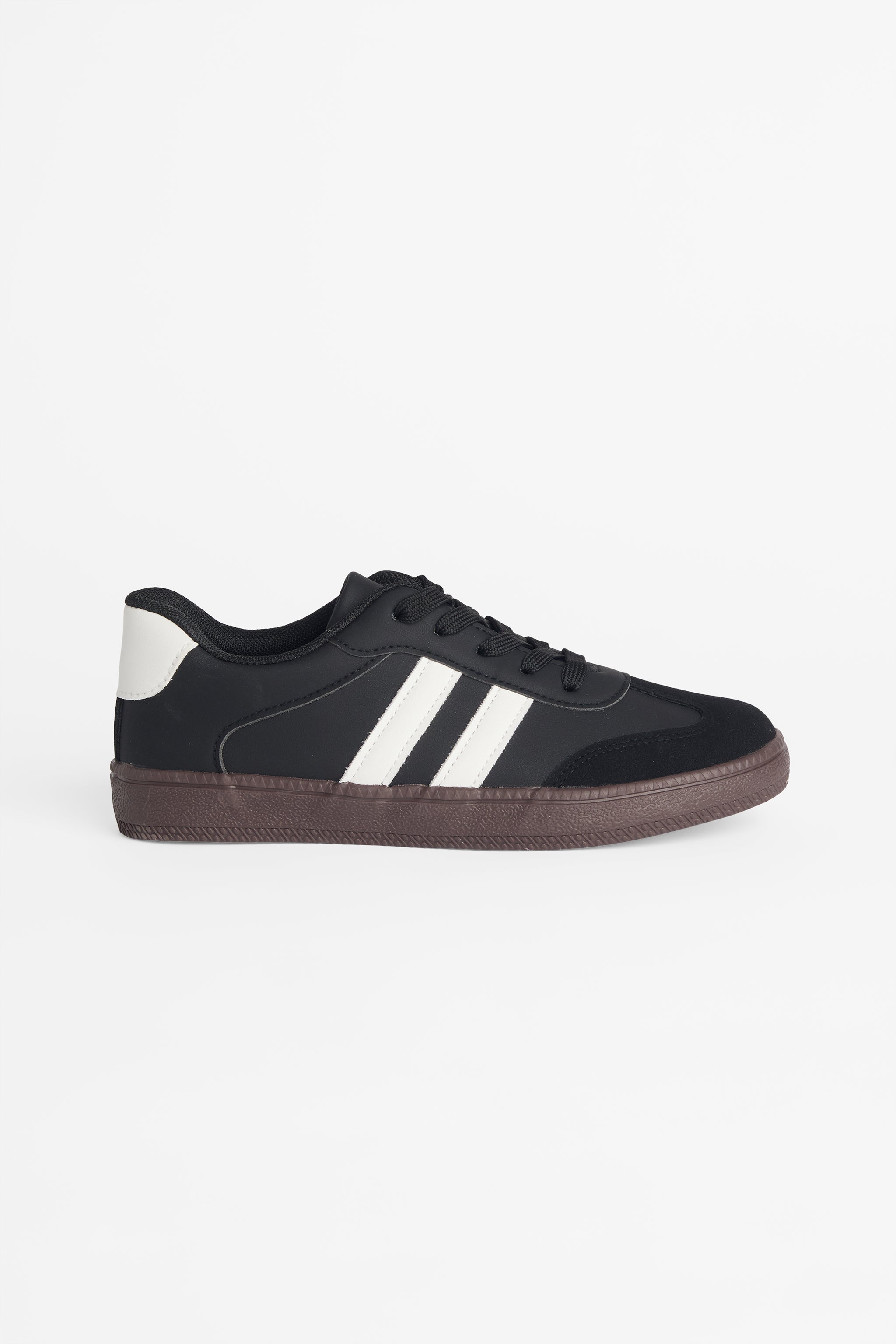 Soulier en suède lacé avec semelle en caoutchouc && NOIR