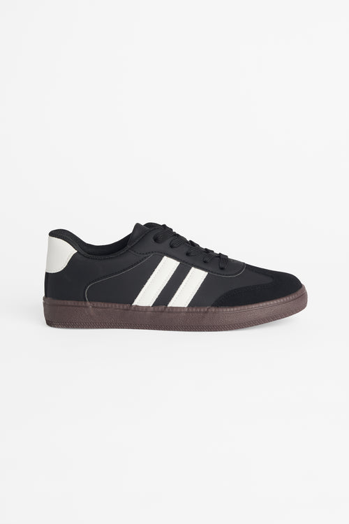Soulier en suède lacé avec semelle en caoutchouc && NOIR
