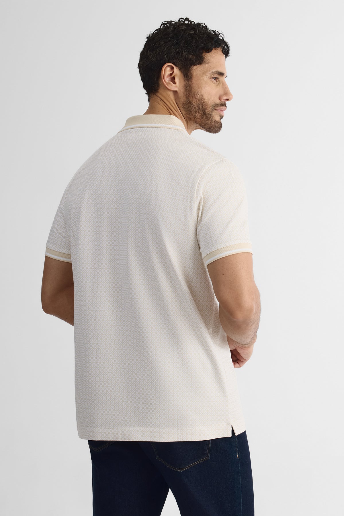 Chandail polo à manches courtes - Homme && BEIGE/MULTI