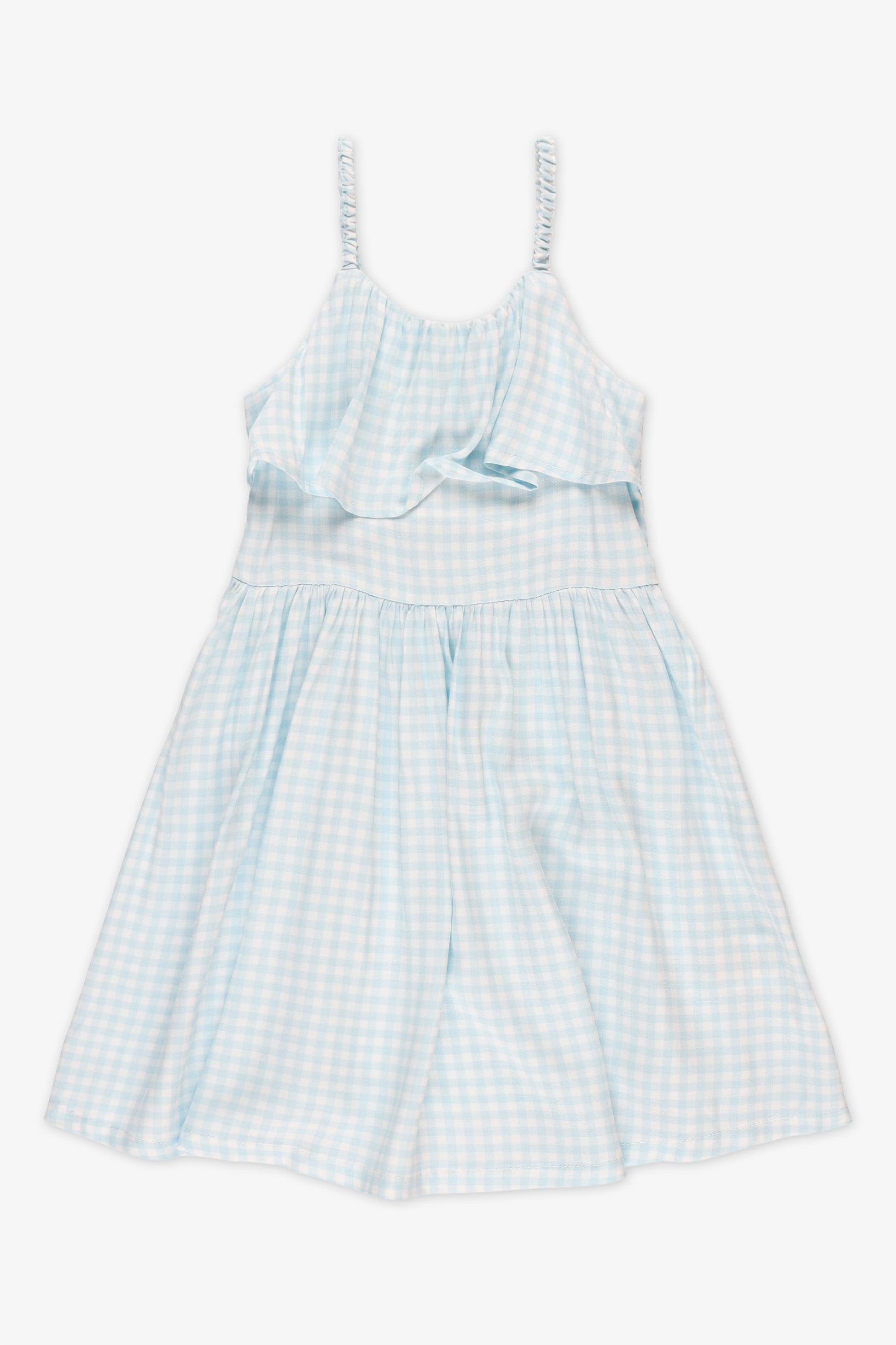 Robe à fines bretelles à volants - Enfant fille && BLEU MULTI