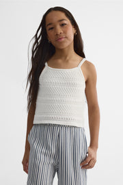 Camisole en tricot à fines bretelles - Ado fille && BLANC CASSÉ