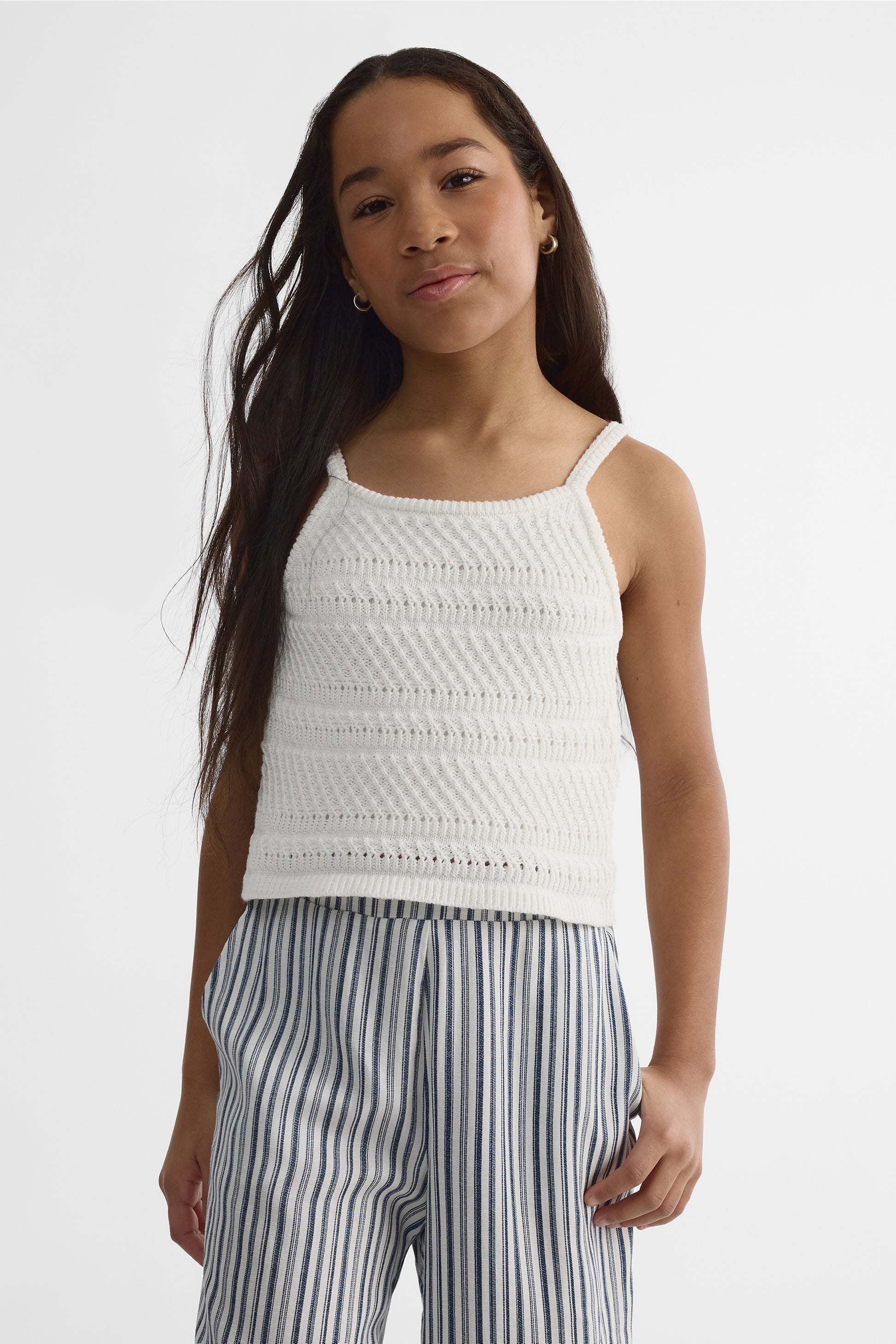 Camisole en tricot à fines bretelles - Ado fille && BLANC CASSÉ