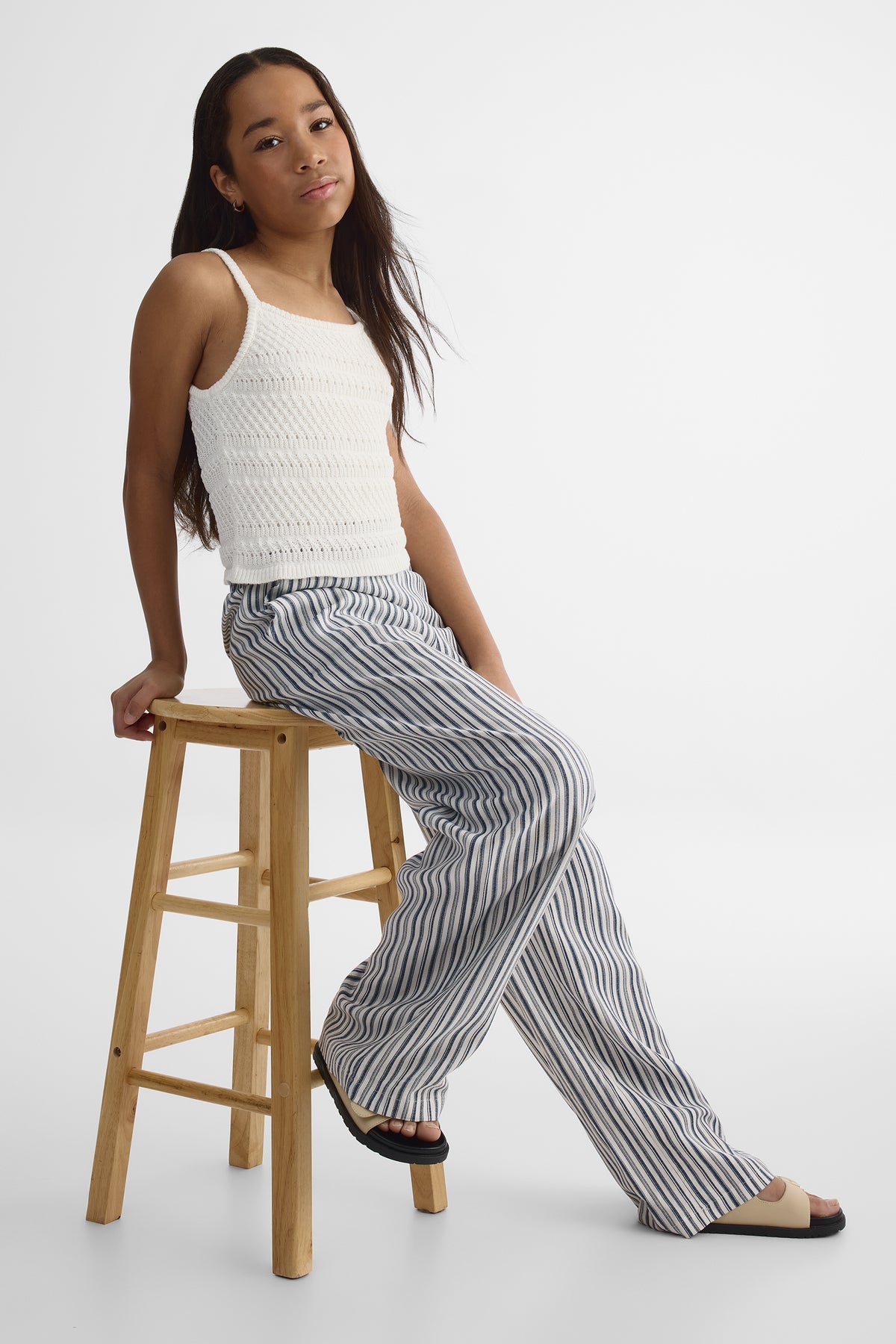 Camisole en tricot à fines bretelles - Ado fille && BLANC CASSÉ